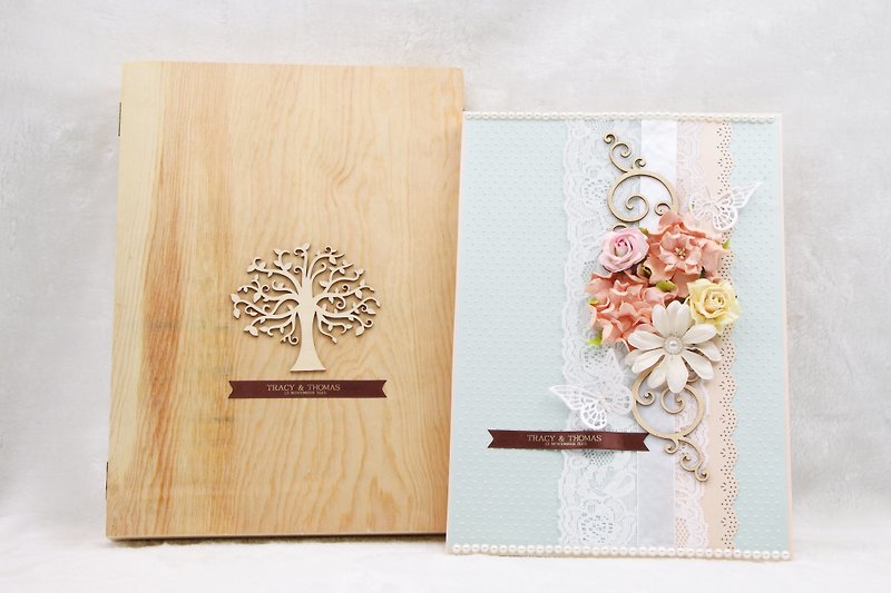 Western-style marriage certificate set with wooden box•Customized customization• - ทะเบียนสมรส - กระดาษ 