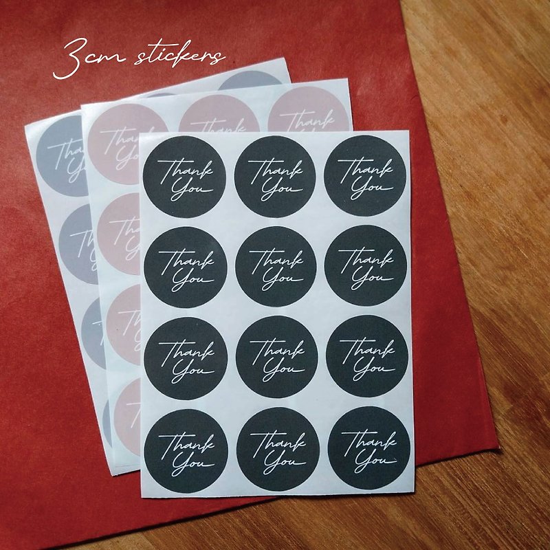 【NTD 1 Special】Thank You Stickers | 3cm Round Stickers | multiple colors - Stickers - Paper Black