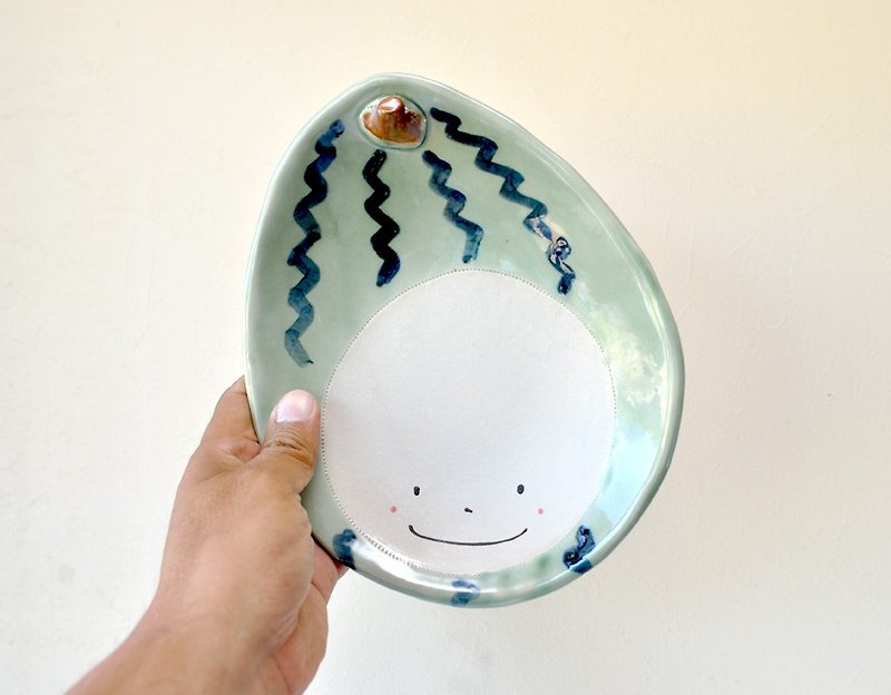 Watermelon face platter - Pottery & Ceramics - Pottery White