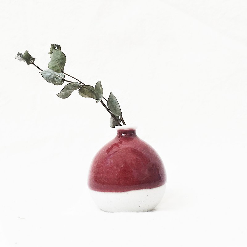 ミニハンドメイドセラミックの花 - マロンレッド - 花瓶・植木鉢 - 磁器 レッド