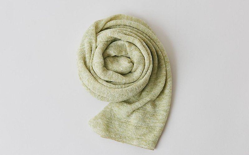 Linen Knit Stole Light Khaki - ผ้าพันคอ - ผ้าฝ้าย/ผ้าลินิน สีเขียว