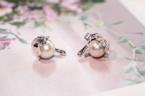LiT-Jewelry手工訂製 天然珍珠傘與雨滴造型耳環