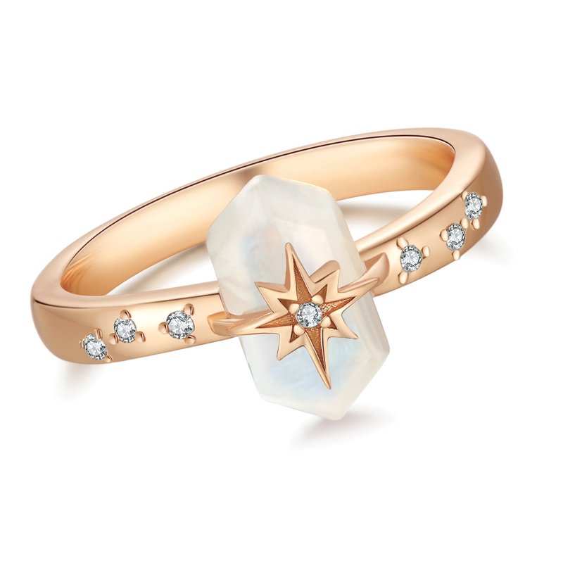 Moonstone Gold/Silver Star Ring - Magic Stone - แหวนทั่วไป - เงินแท้ สีทอง