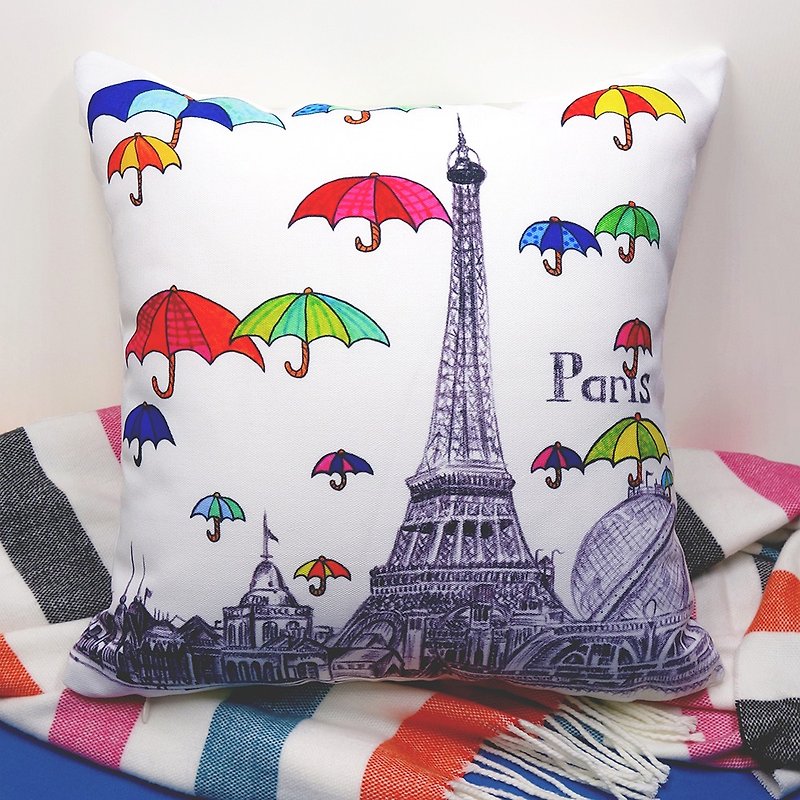 Travel with Pencil Paris Hand Painted Pillow - Warm and Comfortable, Premium Quality Printed in USA - Pillows & Cushions - Other Materials 