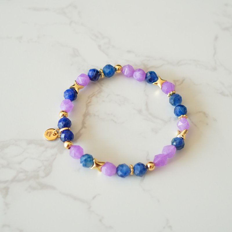 14KGF faceted rose stone lapis lazuli - Bracelets - Crystal 