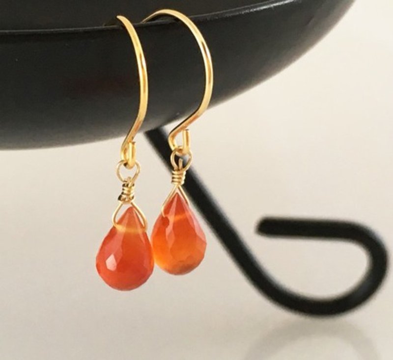 Carnelian ◇ Sun Drops ◇ k14GF Earrings / Clip-On 2 - Earrings & Clip-ons - Gemstone 