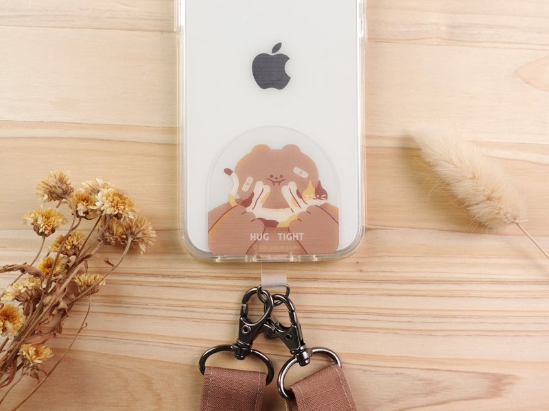 Mobile phone case lanyard clip fixed clip lanyard hanging clip - bear hug cat HUG TIGHT - Phone Accessories - Plastic Khaki