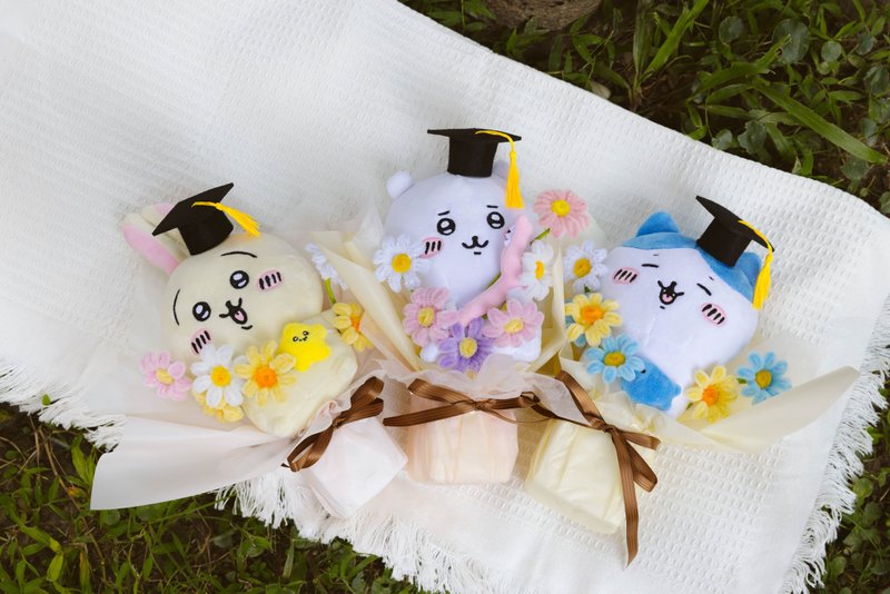 客製化代挑娃娃手工毛根花束 華麗款 - 乾燥花/永生花 - 聚酯纖維 