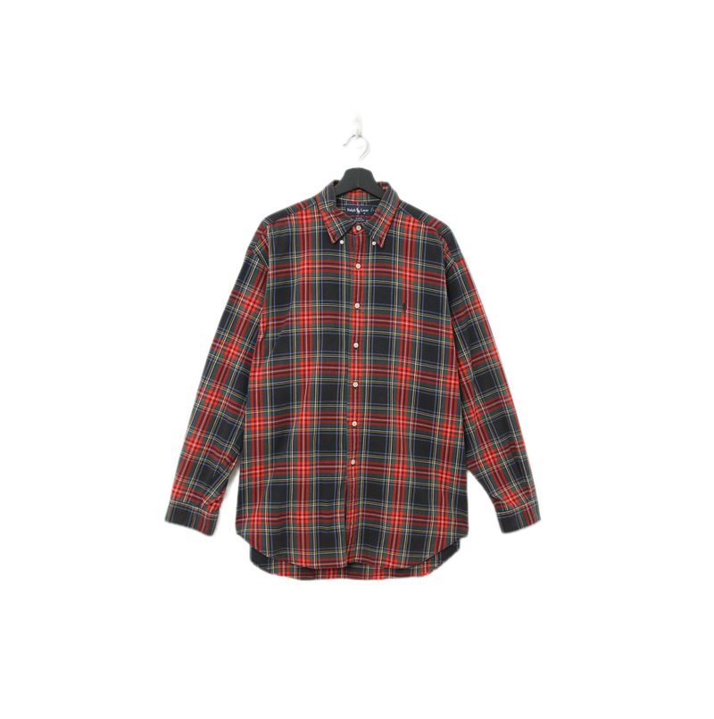 Back to Green-品牌襯衫 polo聖誕紅綠格紋 LP-03//vintage shirt - 男襯衫/休閒襯衫 - 棉．麻 