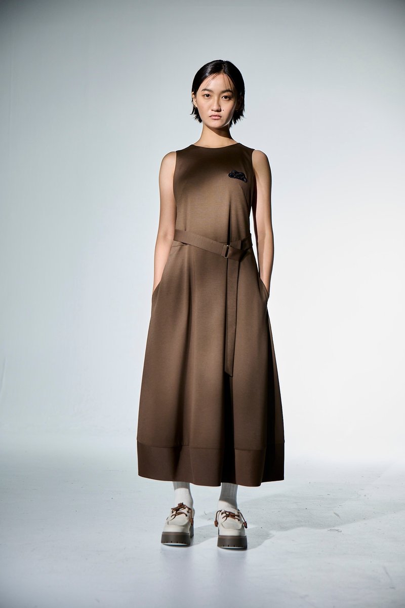 圖章無袖洋裝 - 洋裝/連身裙 - 其他材質 