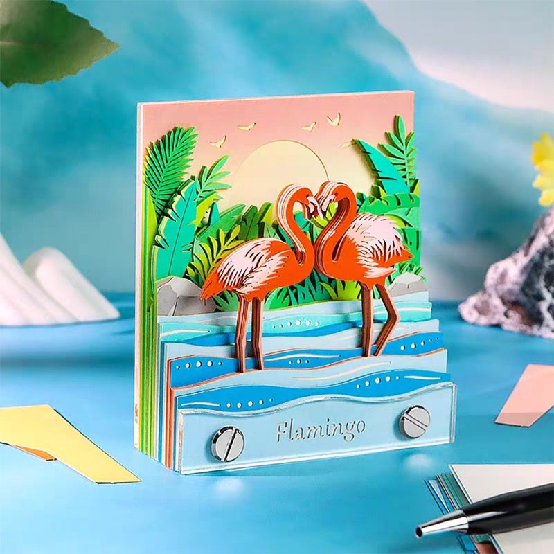 立體紙雕便簽 / Flamingo火烈鳥 / 便簽 / 書籤 / 擺飾 - 便條紙/便利貼 - 紙 