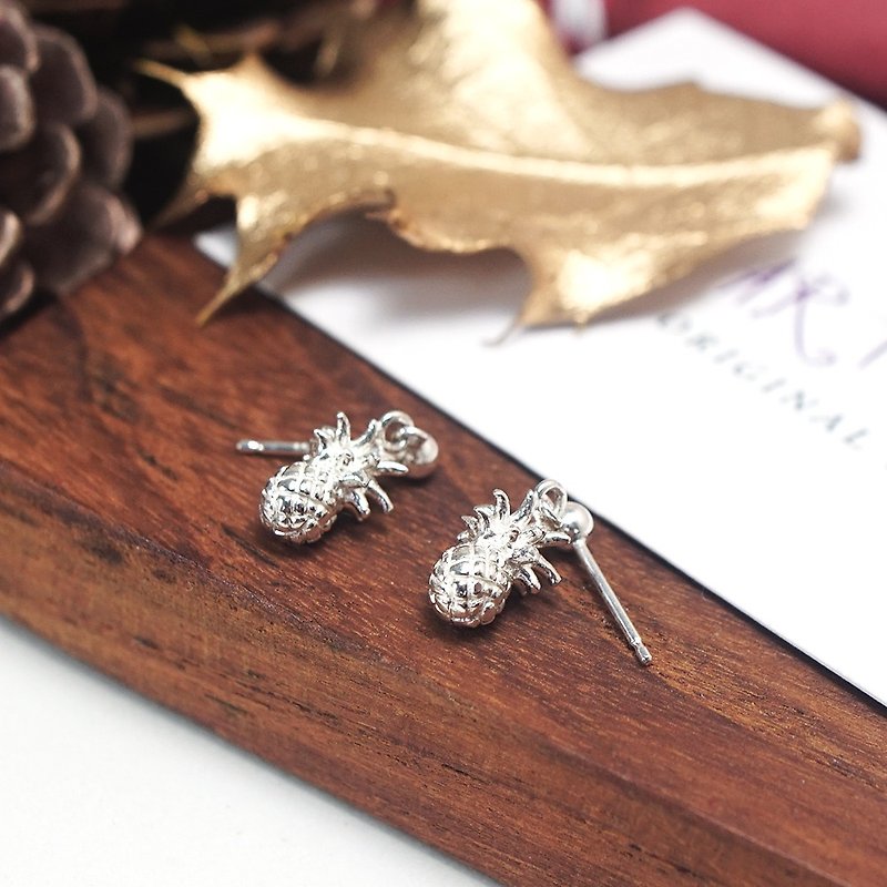 Good Luck Want to Pineapple 925 Sterling Silver Earrings - Earrings & Clip-ons - Sterling Silver Silver