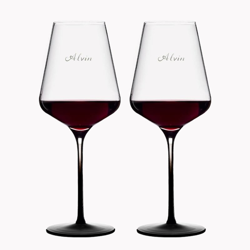 (One price) 645cc Obsidian Stardust Crystal Red Wine Matching Glass Wedding Engraving Wine Glass Customized Gift Black - Bar Glasses & Drinkware - Glass Black