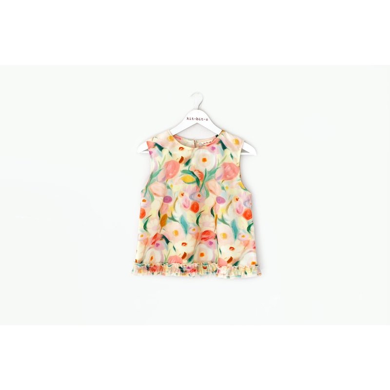 Sleeveless shirt with ruffles in bright colors - 女上衣/長袖上衣 - 棉．麻 多色