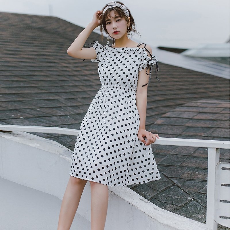 [full price] Anne Chen summer dress new handmade art women's dress strap dress YMX8157 - One Piece Dresses - Polyester White