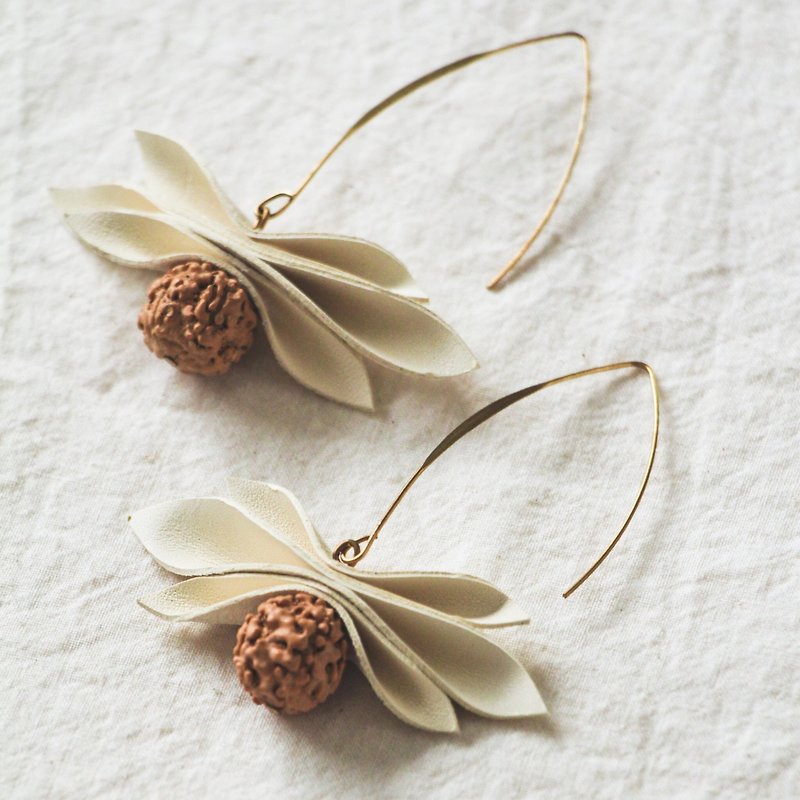 Cowhide earrings - fruit - Earrings & Clip-ons - Genuine Leather White