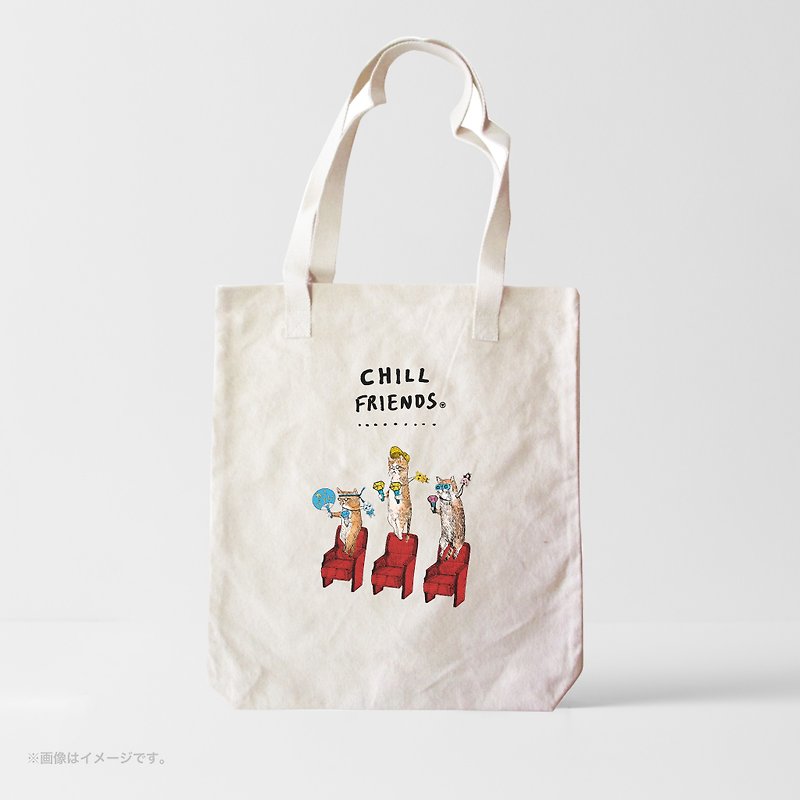 CHILL FRIENDS_Pushing Cats/Urban Tote Bag - Handbags & Totes - Cotton & Hemp White