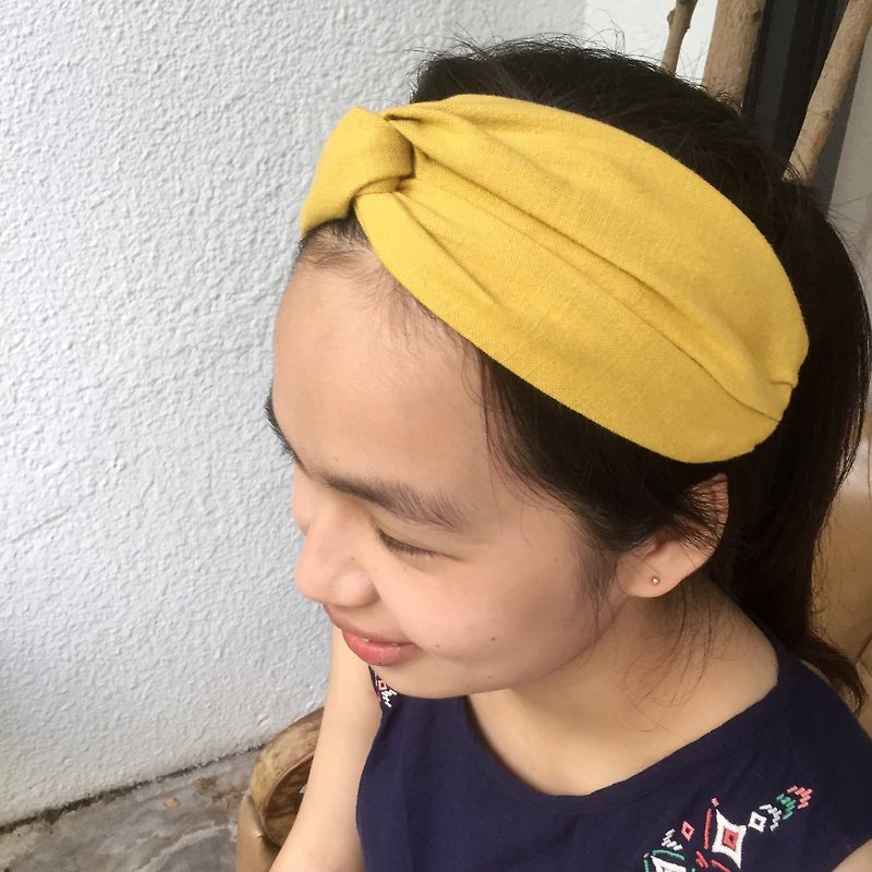 Ominaeshi / Wide Elastic Hairband - Hair Accessories - Cotton & Hemp Yellow