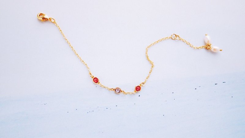 Neon-Bracelet--Red Swarovski Crystal Embellished Pearl Tassel Bracelet - Bracelets - Other Metals Red