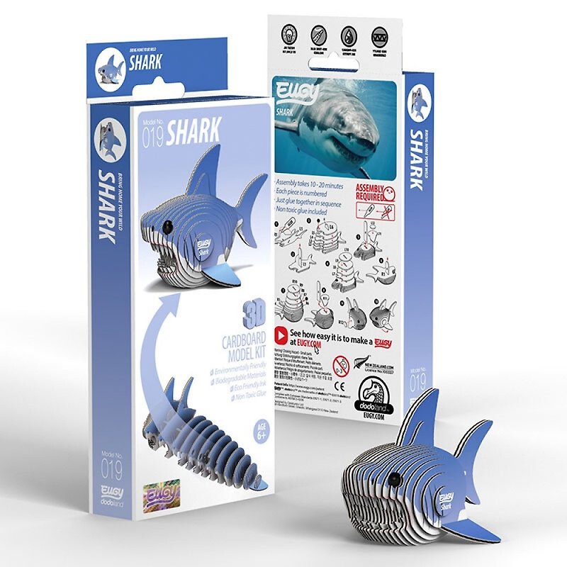EUGY 3D Cardboard Kit Set Model - 019 Shark - เกมปริศนา - กระดาษ สีน้ำเงิน