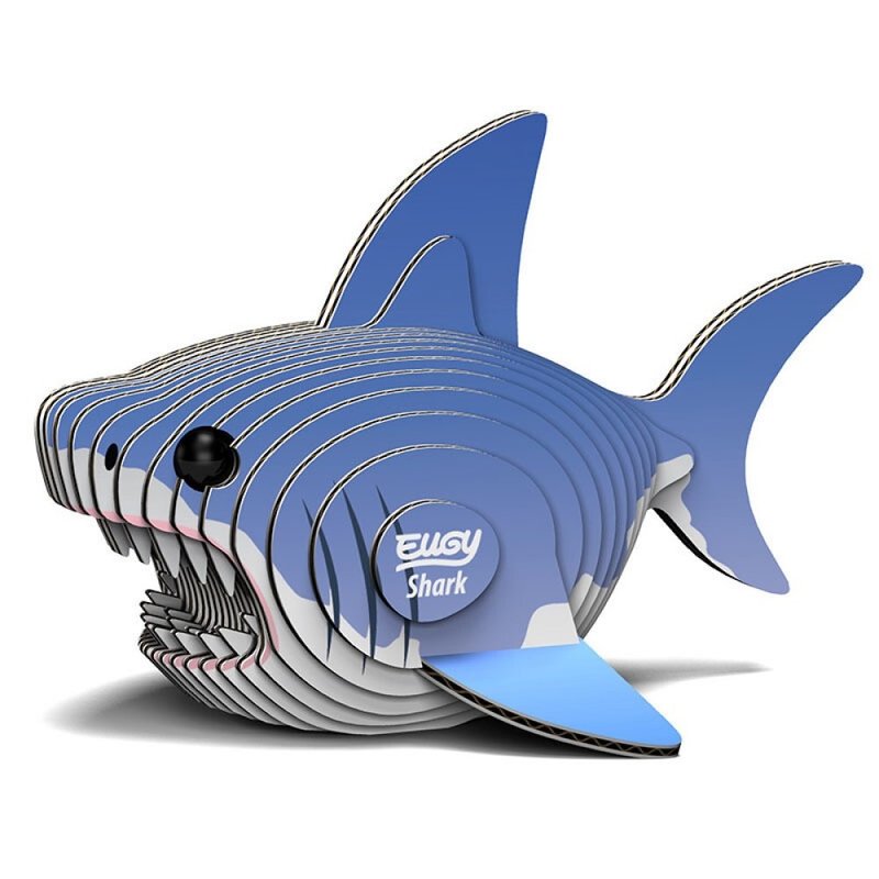 EUGY 3D Cardboard Kit Set Model - 019 Shark - เกมปริศนา - กระดาษ สีน้ำเงิน