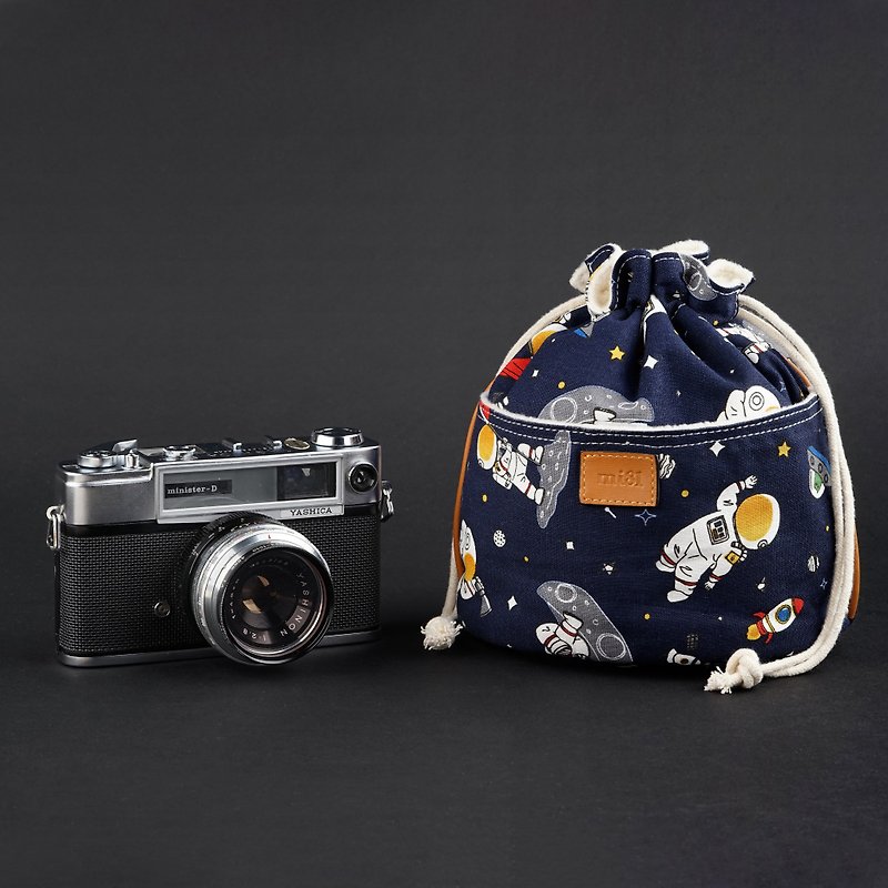 Cotton Printed camera Pouch (L) Space Roaming - Camera Bags & Camera Cases - Cotton & Hemp Blue