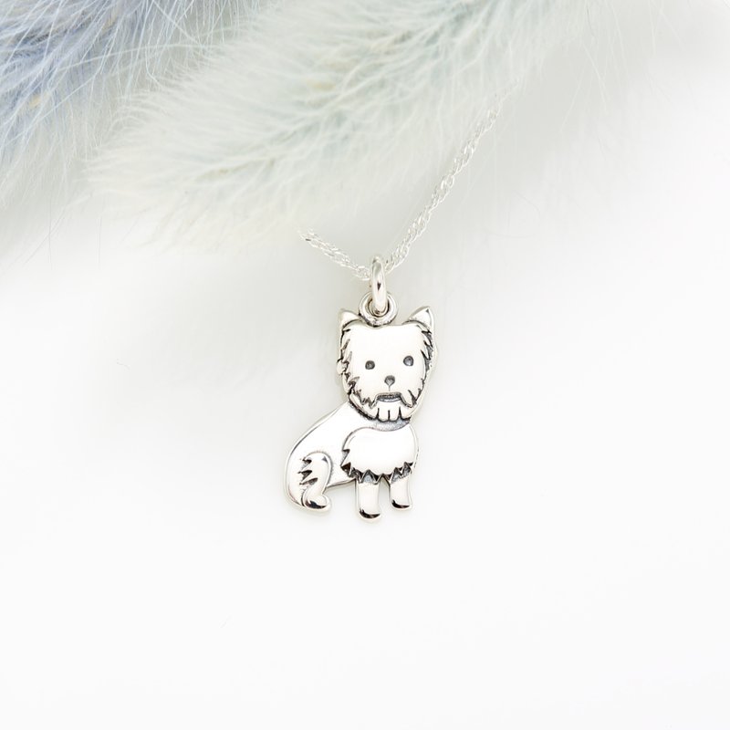 【Angel & Me】Yorkshire Dog s925 sterling silver necklace Birthday gift - สร้อยคอ - เงินแท้ สีเงิน