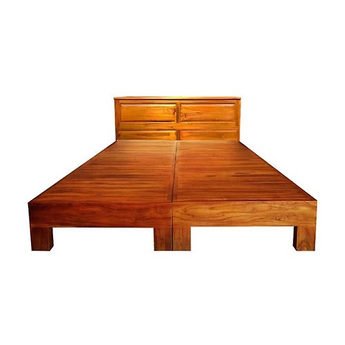 吉迪市 JatiLiving 【吉迪市100%全柚木家具】RPBE003+E 柚木雙人床頭床架組 床頭櫃