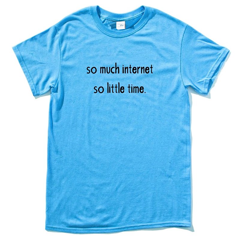 インターネットが多いので時間はほとんどない 半袖 T シャツブルー文字で英語 ギフト - Tシャツ メンズ - コットン・麻 ブルー