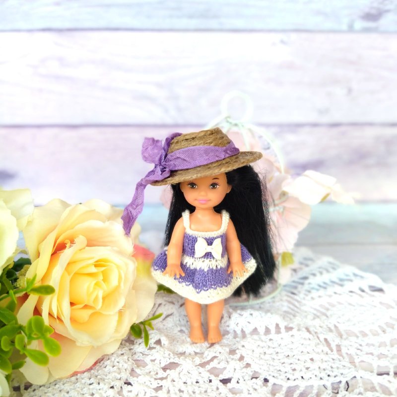 Kelly doll clothes - miniature sundress for Shelly doll - 寶寶/兒童玩具/玩偶 - 羊毛 多色