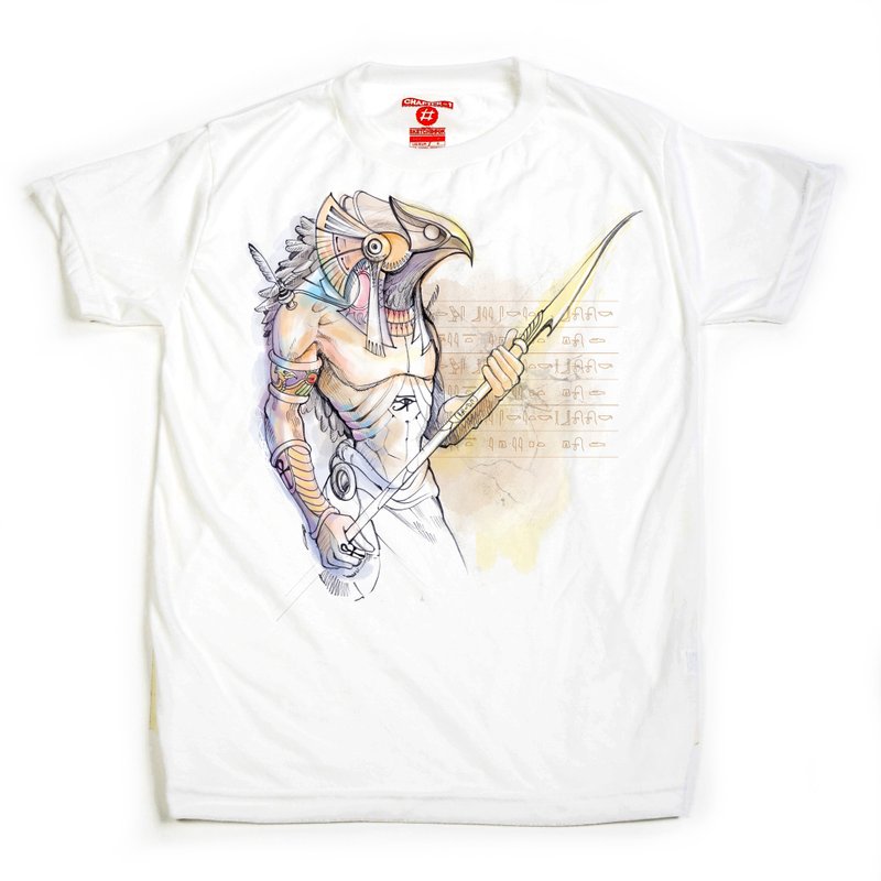 Horus The egyptian God unisex men woman cotton mix Chapter One T-shirt - 男 T 恤 - 棉．麻 白色