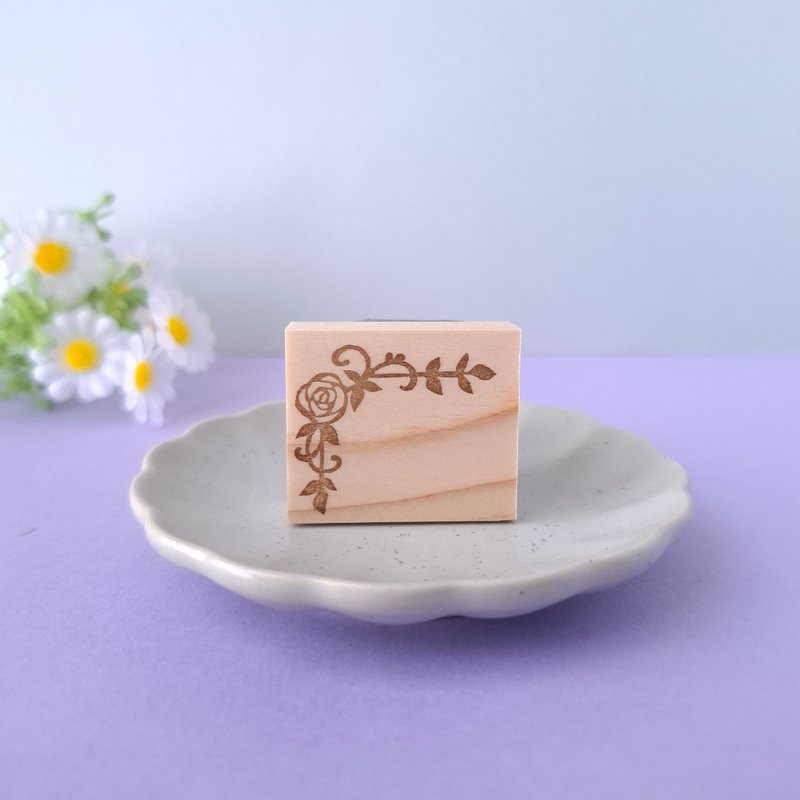 アンティーク薔薇のコーナー飾りはんこ - 印章/印台 - 橡膠 透明