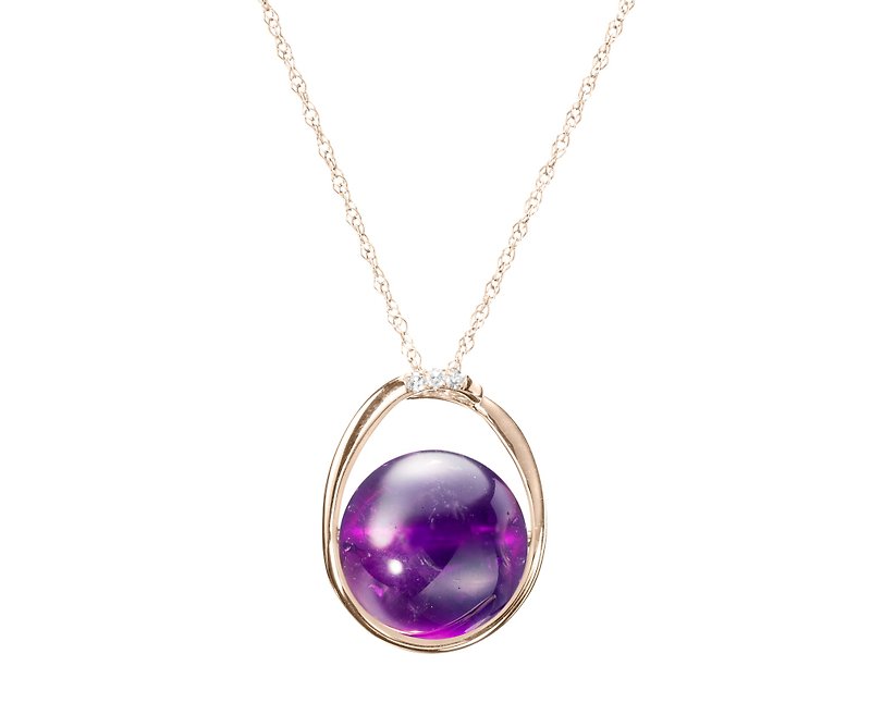 Amethyst Necklace, February Birthstone Pendant, Purple Crystal Gemstone Necklace - สร้อยคอทรง Collar - เครื่องประดับ สีม่วง