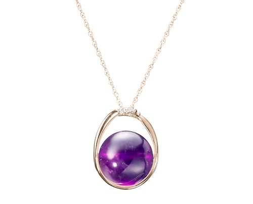 Majade Jewelry Design 紫水晶鑽石項鍊 14k黃金項鍊 簡約墜子鎖骨鍊 二月誕生石波浪項鍊