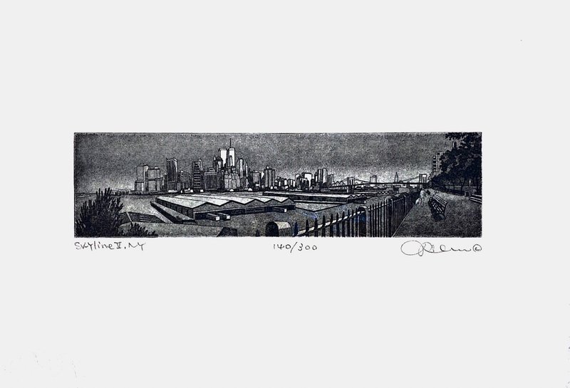 限量版 - 紐約城市版畫 - SKYLINE V,NY - 140/300 - 海報/掛畫/掛布 - 紙 白色