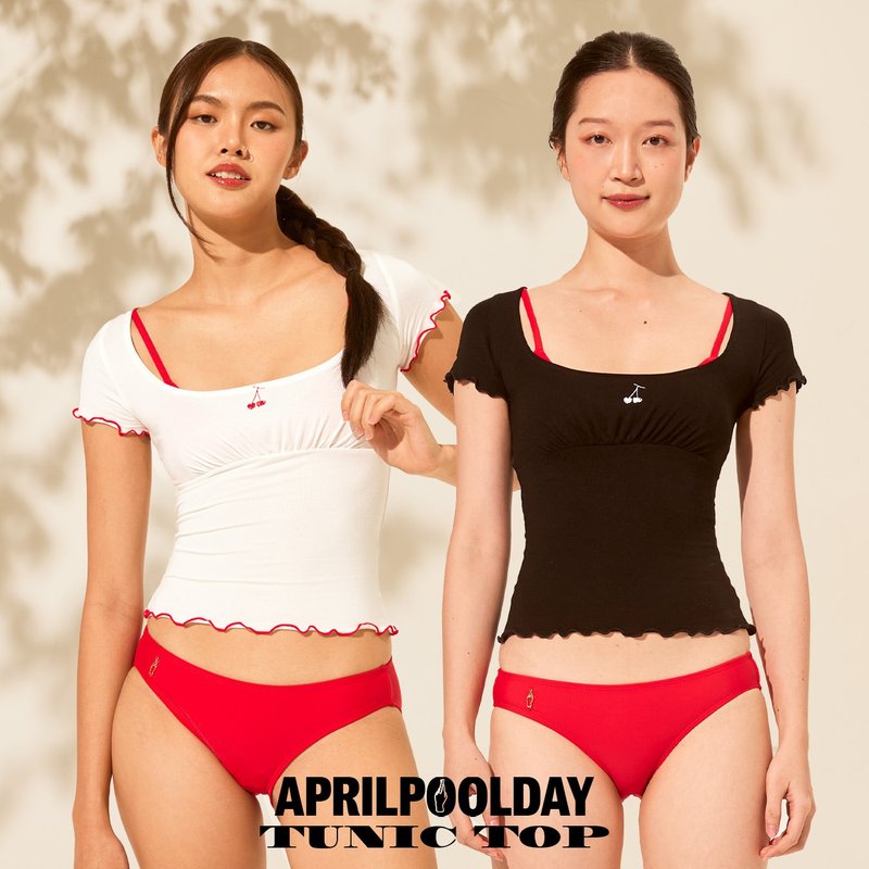 Aprilpoolday / TUNIC TOP / Cherry - 女裝上衣 - 其他材質 白色