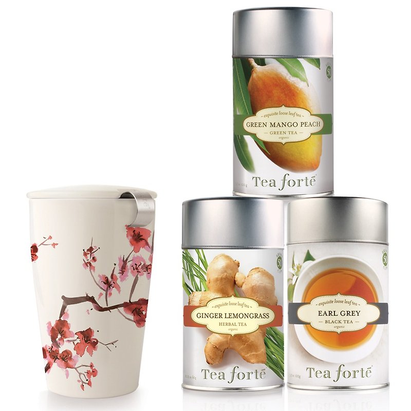 Tea Forte【櫻花季】櫻花卡緹杯+原葉罐裝茶 限定優惠組合 - 茶葉/漢方茶/水果茶 - 新鮮食材 