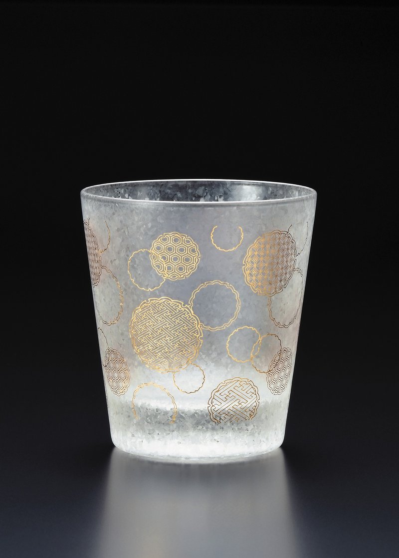 6064 Rock Glass Japanese Pattern [Premium Japanese Komon 7] Whiskey Glass Fashionable Gold Japanese Modern Auspicious Traditional Pattern Traditional Japanese Pattern Made in Japan Father's Day - แก้วไวน์ - แก้ว สีทอง