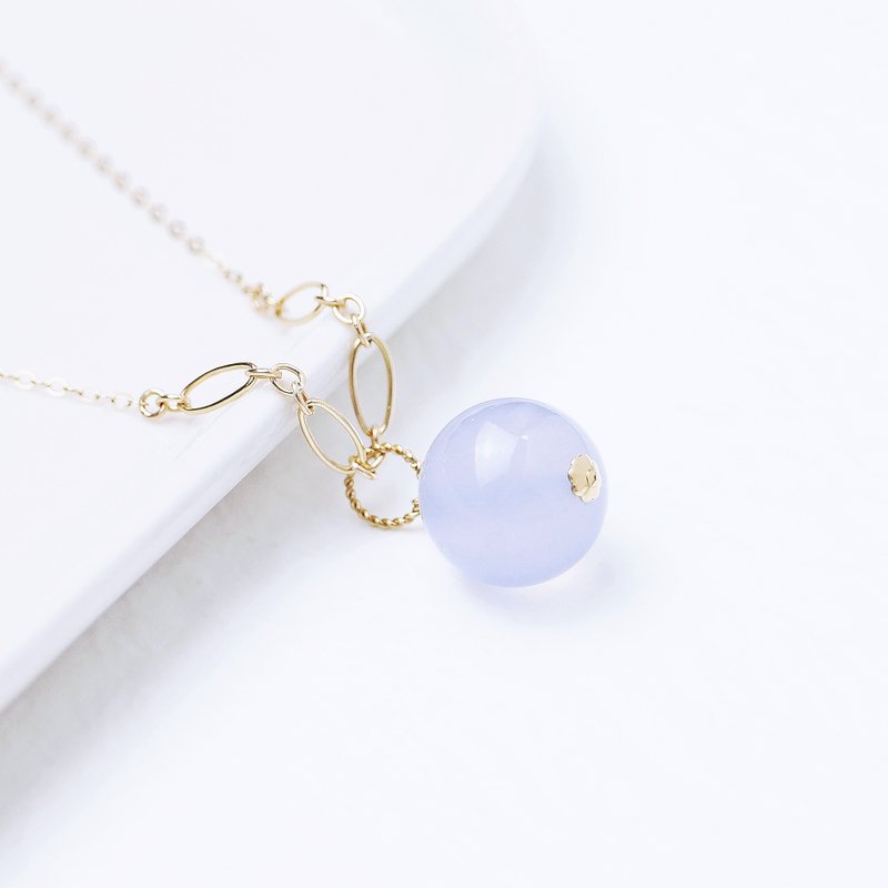 Cold blue and gray tone jade ball necklace crystal - สร้อยคอทรง Collar - คริสตัล สีน้ำเงิน