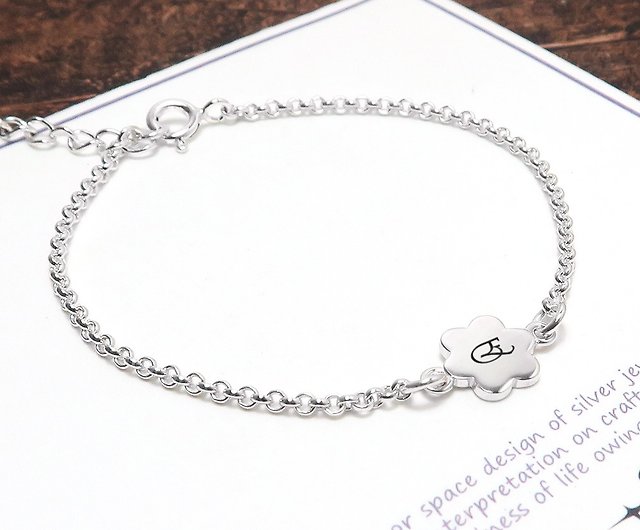 Blessing Personalized Sterling Silver Circular Charm Bracelet (S0645)