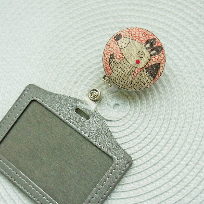 Lovely [Japanese cloth] Fox retractable buckle + card holder, leisure card, certificate holder - ที่ใส่บัตรคล้องคอ - ผ้าฝ้าย/ผ้าลินิน หลากหลายสี