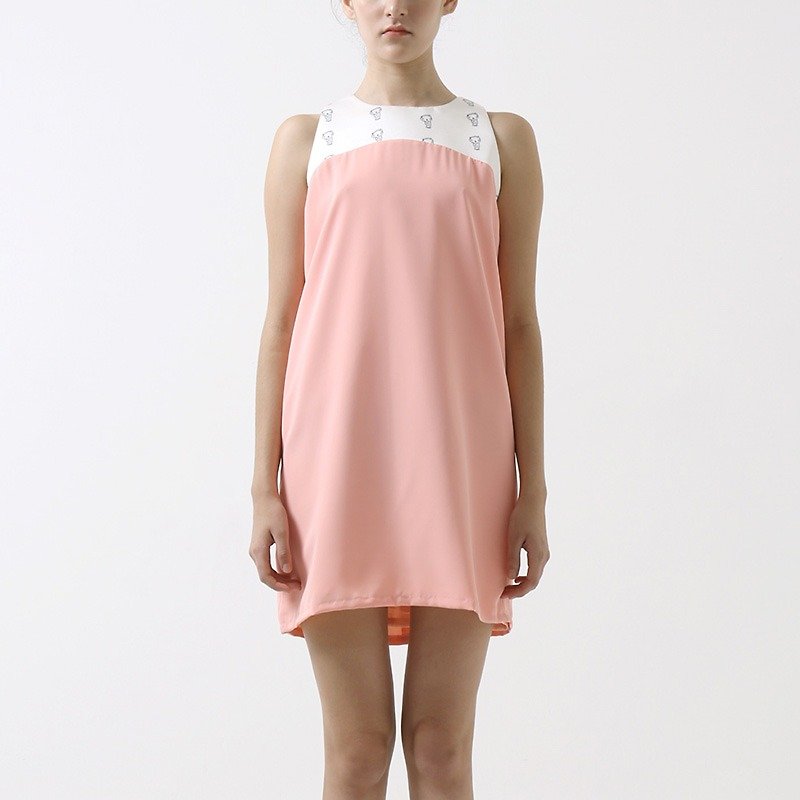 SLEEVELESS DUCHESS SATIN PANEL BLUSH DRESS 3 LCC - 連身裙 - 聚酯纖維 粉紅色