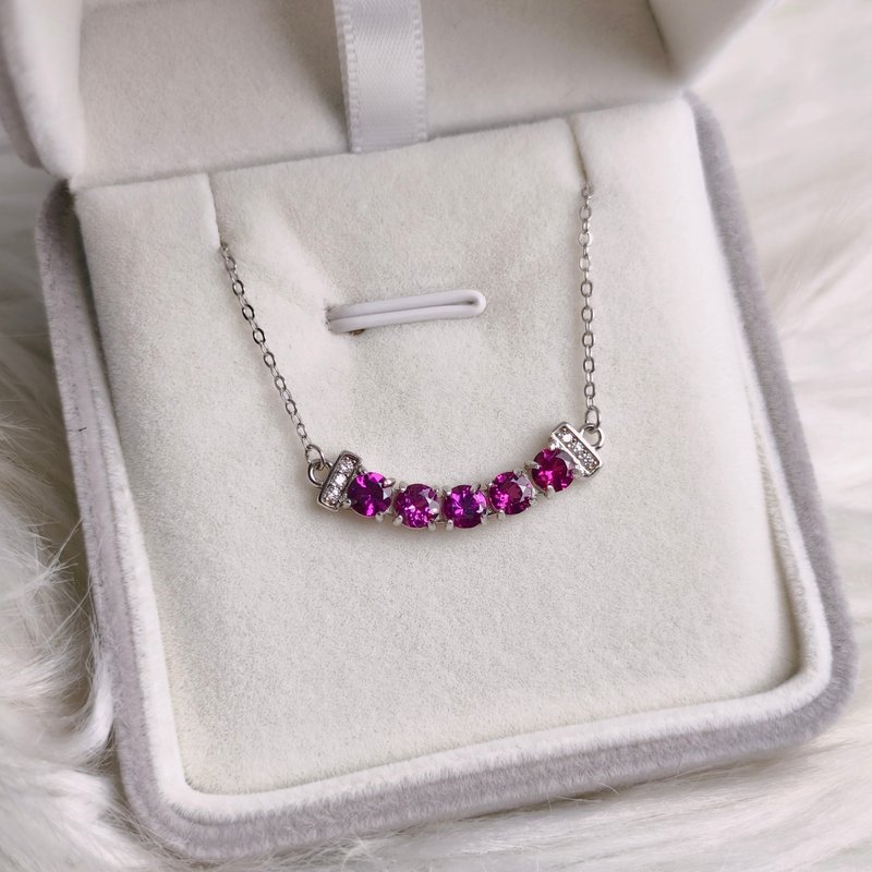 Rose Stone Series-Smile Necklace Gemstone Sterling Silver Necklace - สร้อยคอ - เครื่องเพชรพลอย 