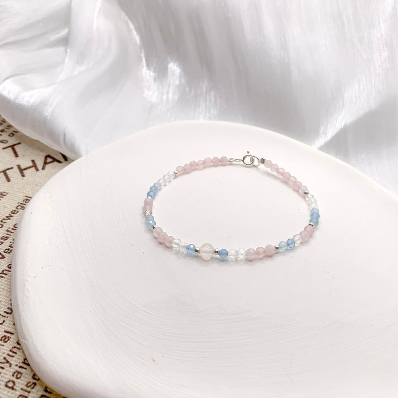 [The Aftermath] Aquamarine White Crystal Rose Quartz Amethyst Crystal Bracelet Bracelet Crystal Bracelet - Bracelets - Crystal Pink