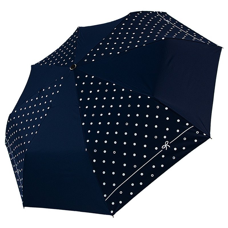 Ssangyong Dot Bow Sunscreen Automatic Umbrella Vinyl Automatic Opening and Closing Umbrella (Navy Blue) - ร่ม - วัสดุกันนำ้ สีน้ำเงิน