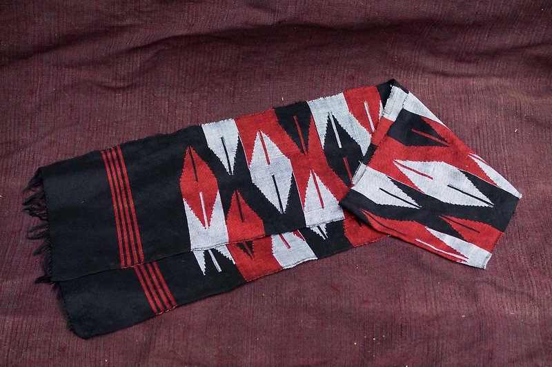 EARTH.er │DHAKA SCARF Nepal pattern scarf # 07│ :: Hong Kong original design brand :: - ผ้าพันคอ - ผ้าฝ้าย/ผ้าลินิน สีดำ