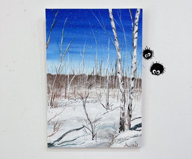 絵画 アクリル画 『旅する雪景色』 冬の絵
