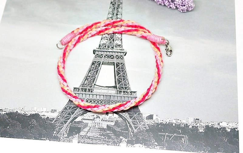Hand-woven silk wax thread section <Pink Beauty> ((Anklet section)) // Color can be selected // - กำไลข้อเท้า - ขี้ผึ้ง สึชมพู