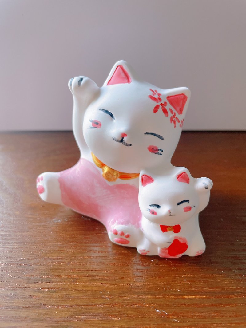 (Wedding Gift) Wedding Lucky Cat Fragrance Stone - Items for Display - Cement Pink