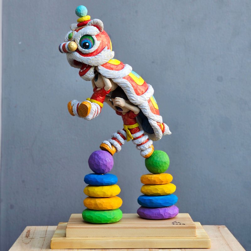 Mantou Lion dance  (wooden sculpture) - 玩偶/公仔 - 木頭 